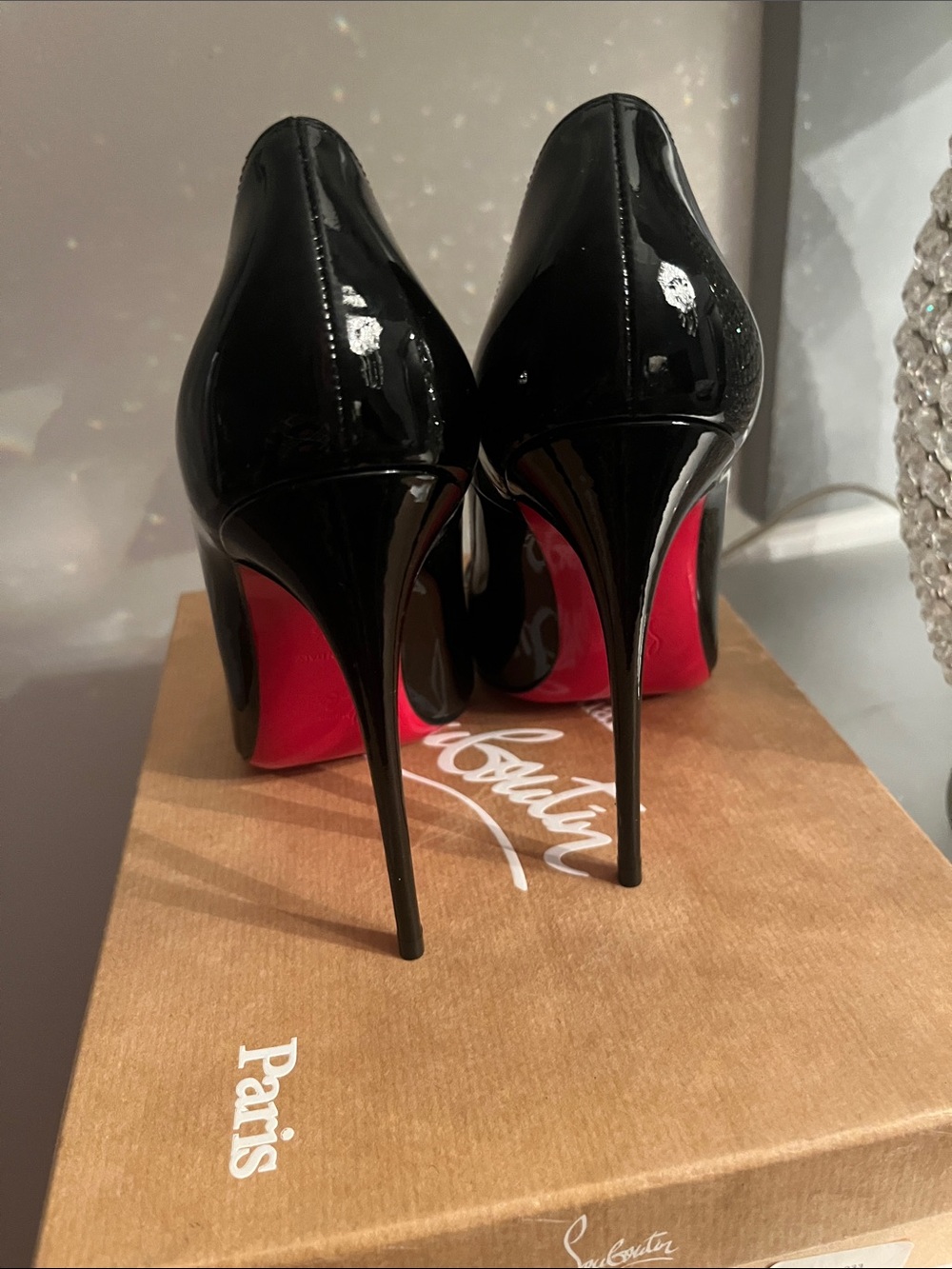 Christian Louboutin Black Patent Leather Pumps with Red Sole